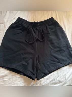 Skims black cotton fleece shorts